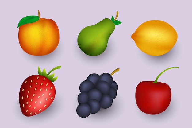 Realistische Fruit Icon Set-collectie