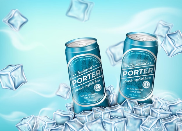Realistische gedetailleerde 3D aluminium blikjes bier advertenties banner concept poster kaart vector