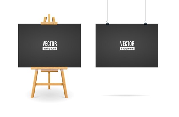 Vector realistische gedetailleerde 3d black paper blank set vector