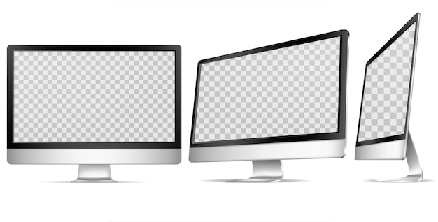 Realistische gedetailleerde 3D-computerdisplay set vector