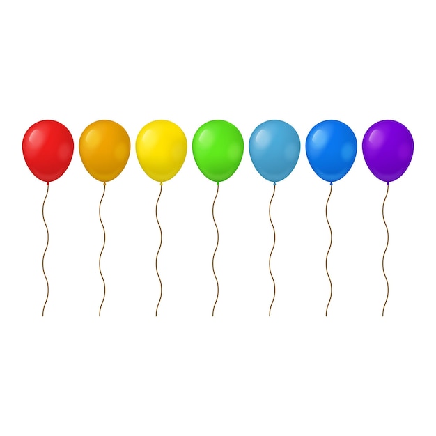 Realistische gedetailleerde 3D kleur ballonnen rij set symbool van feest feest verjaardag en viering vector illustratie van ballon