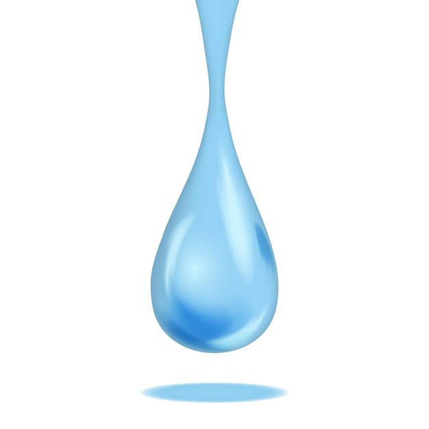 Vector realistische gedetailleerde 3d shiny blue drop closeup view vector illustratie van droplet liquid