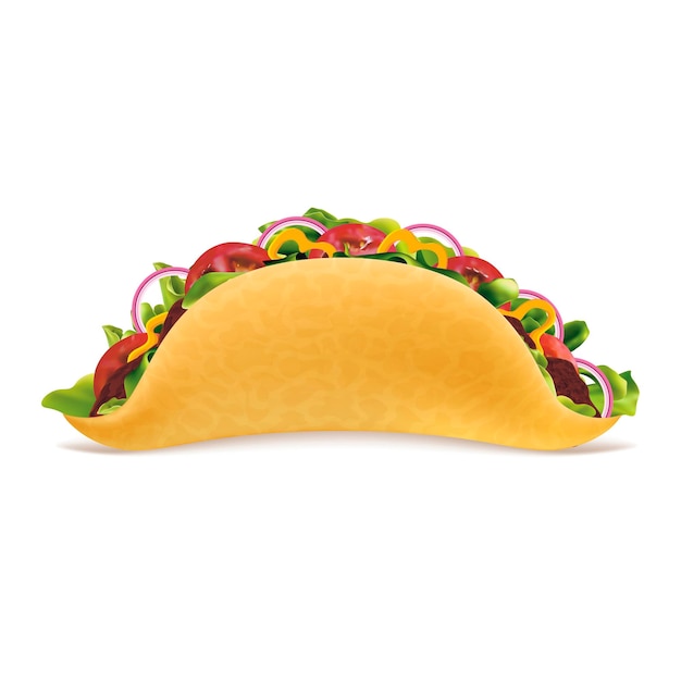 Realistische gedetailleerde 3D Tacos Vlees met Vlees en Groente Vector