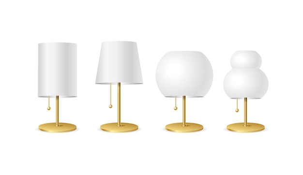 Realistische gedetailleerde 3D verschillende tafellamp set vector
