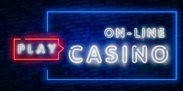 Realistische geïsoleerde neon teken van online casino