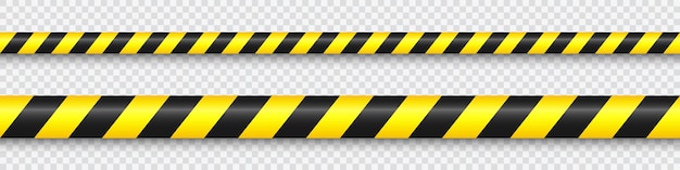 Realistische gele barricade tape politie waarschuwingslijn gevaar of gevarenstrook onder bouwbord