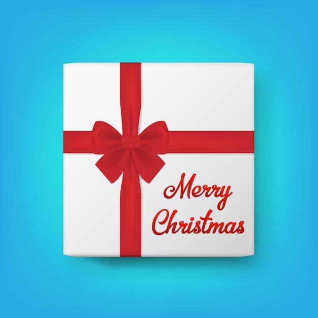 Realistische geschenkdoos en tekst Merry Christmas Vector illustratie