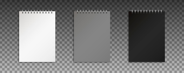 realistische gesloten notebook. blanco schrift met metallic zilver spiraal.