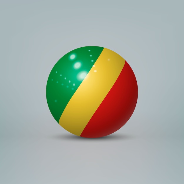 realistische glanzende plastic bal met vlag van Congo