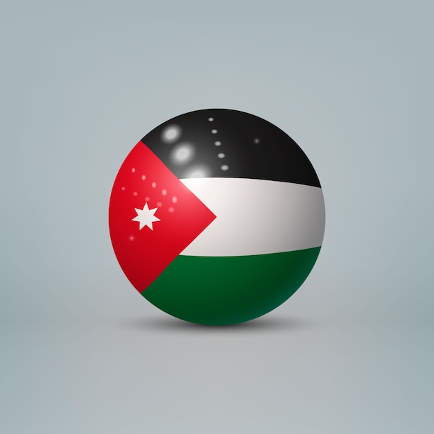 Vector realistische glanzende plastic bal met vlag van jordanië
