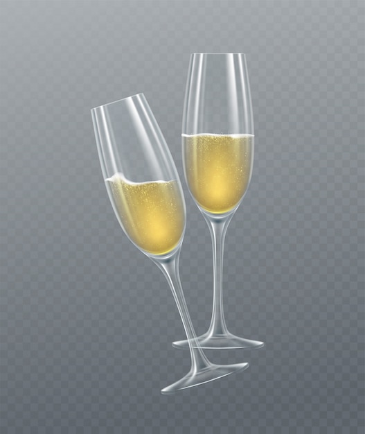 Realistische glazen champagne