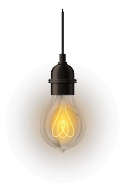 Realistische gloeilamp Plafondlamp die aan elektrische kabel hangt