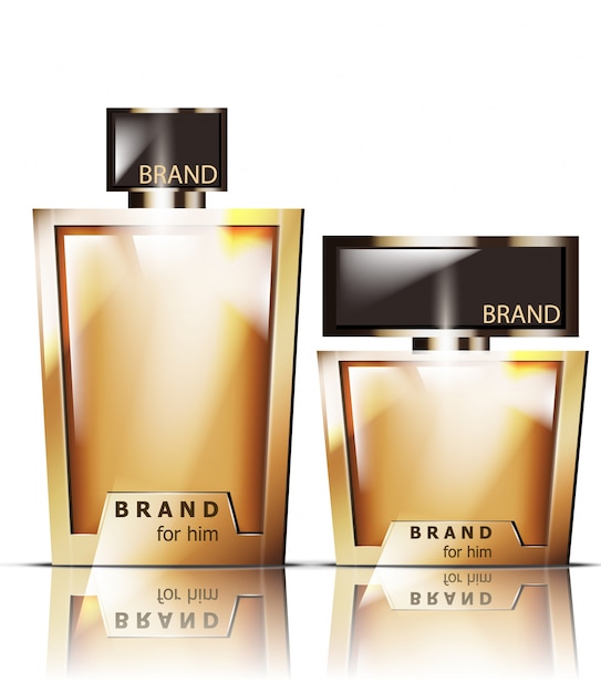 Realistische gouden parfumflesjes mockup