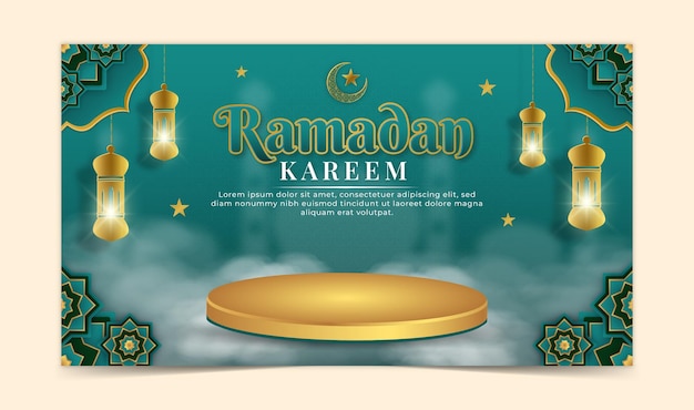 Vector realistische groene achtergrond voor de islamitische ramadanviering