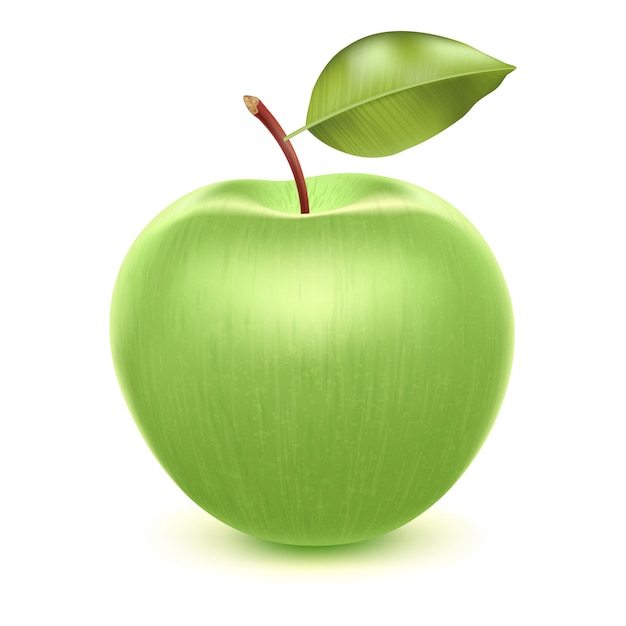 Realistische groene appel met blad.