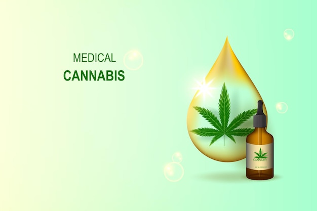 Realistische groene cannabis blad drug marihuana kruid Background.Creative natuurlijke marihuana Cannabis.Medical CBD hennep olie biologische groene plant Wallpaper in web-page.Template ingericht.vector afbeelding.