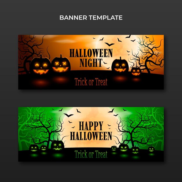 Realistische halloween horizontale banners set