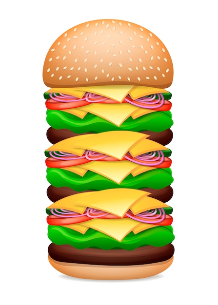 Vector realistische hamburger classic burger
