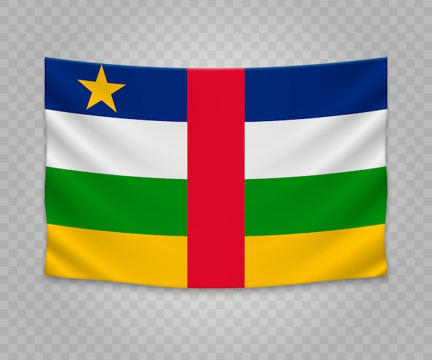 Realistische hangende vlag van de Centraal-Afrikaanse Republiek