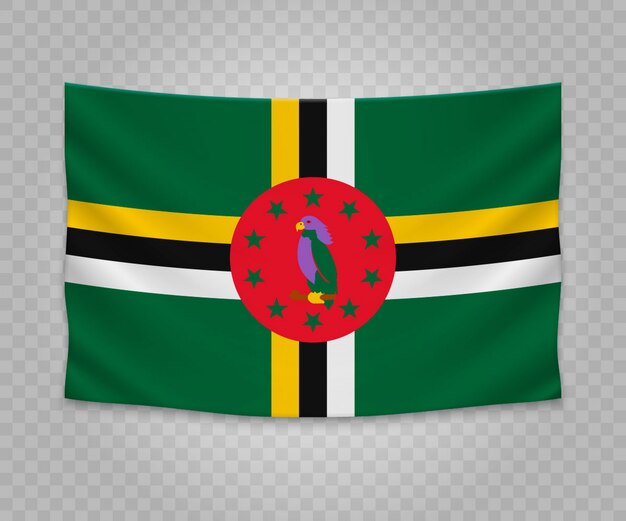 Realistische hangende vlag van Dominica