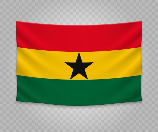 Realistische hangende vlag van ghana