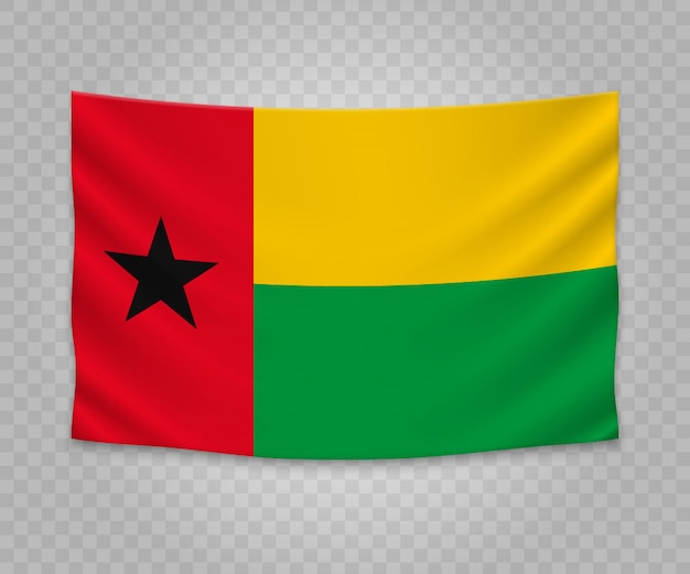 Realistische hangende vlag van Guinee-Bissau