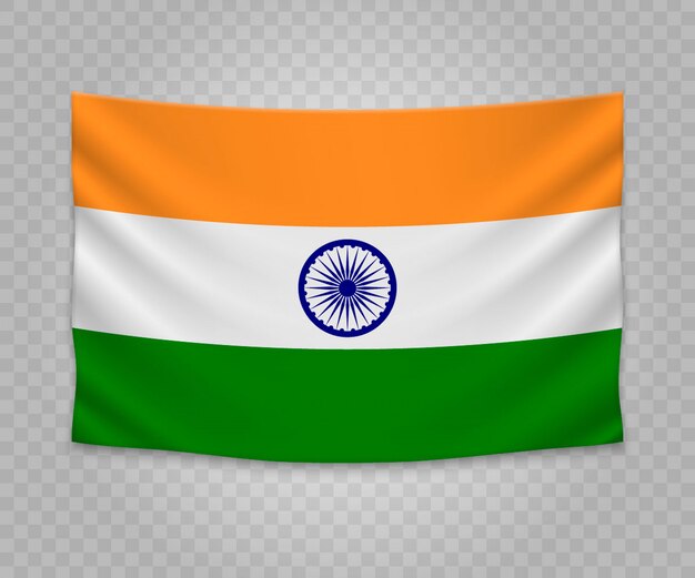 Realistische hangende vlag van india