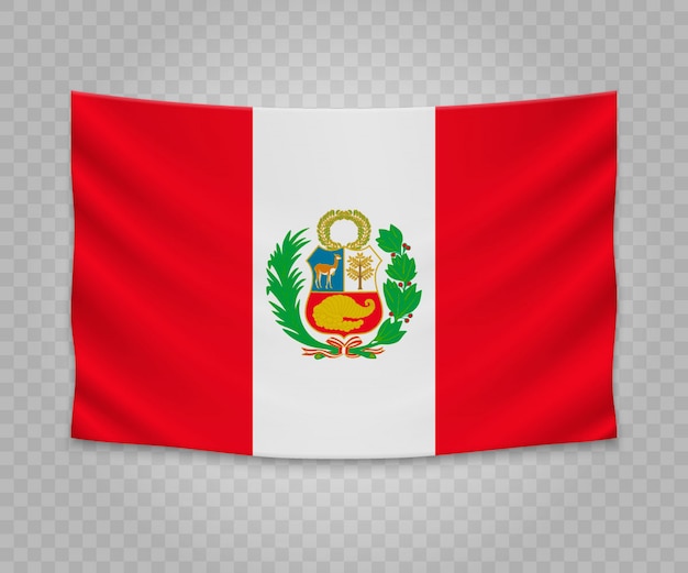 Realistische hangende vlag van peru