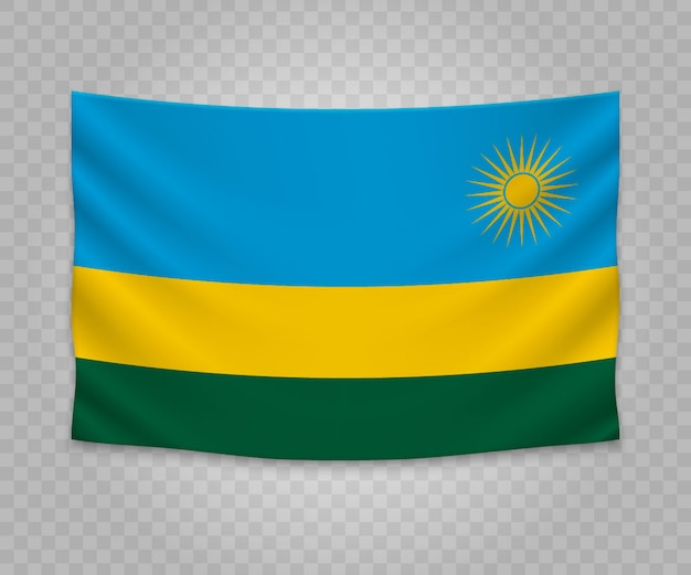 Realistische hangende vlag van Rwanda