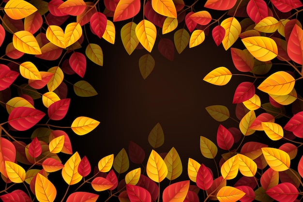 Vector realistische herfstachtergrond met bladeren