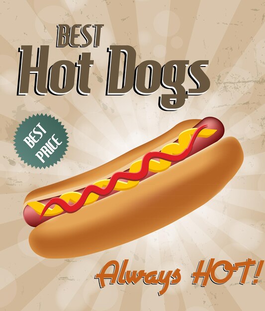 Realistische hotdogillustratie