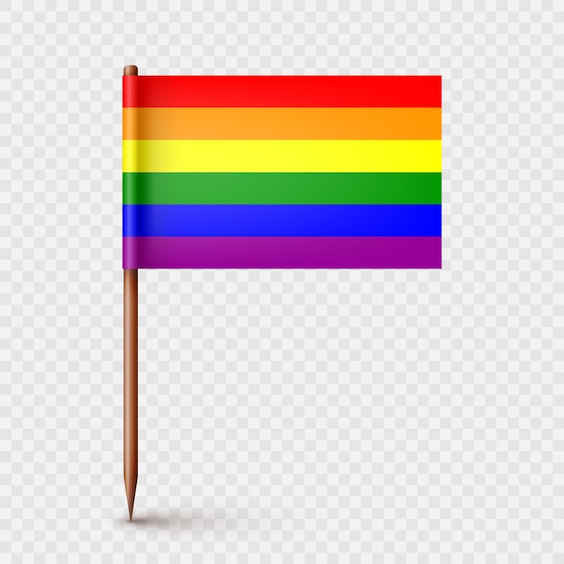 Realistische houten tandenstoker met regenboog lgbtq papieren vlag blanco mockup voor reclame en promoties