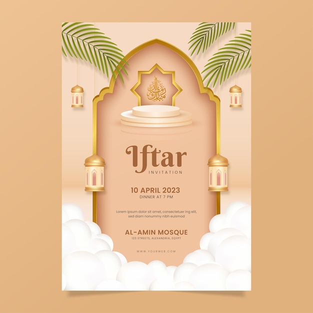 Realistische iftar-postersjabloon Premium Vector