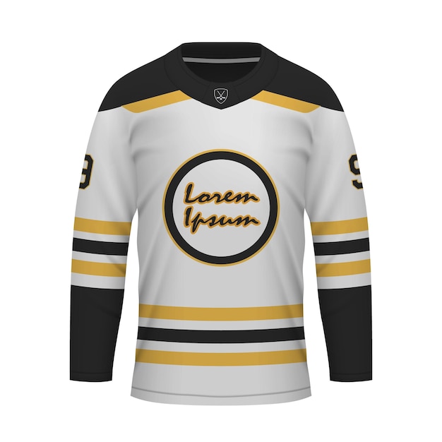 Vector realistische ijshockey uitshirt boston shirt sjabloon