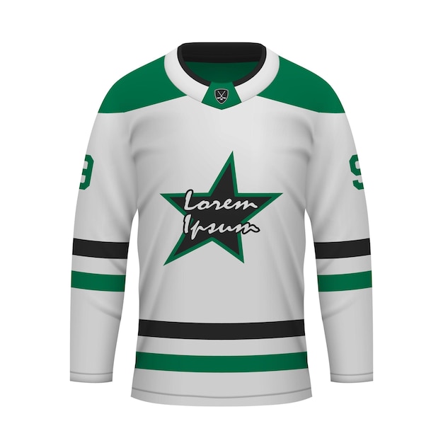 Realistische ijshockey uitshirt Dallas shirt sjabloon