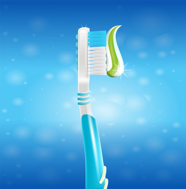 Realistische illustratie Tandenborstel met plakken in 3d