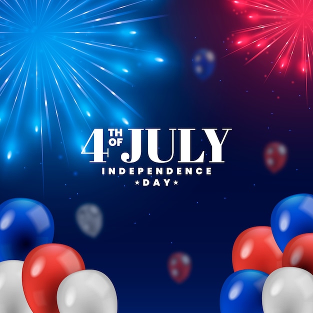 Realistische illustratie van 4 juli met ballonnen