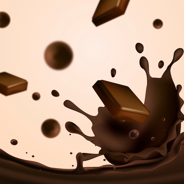Realistische illustratie van chocolade