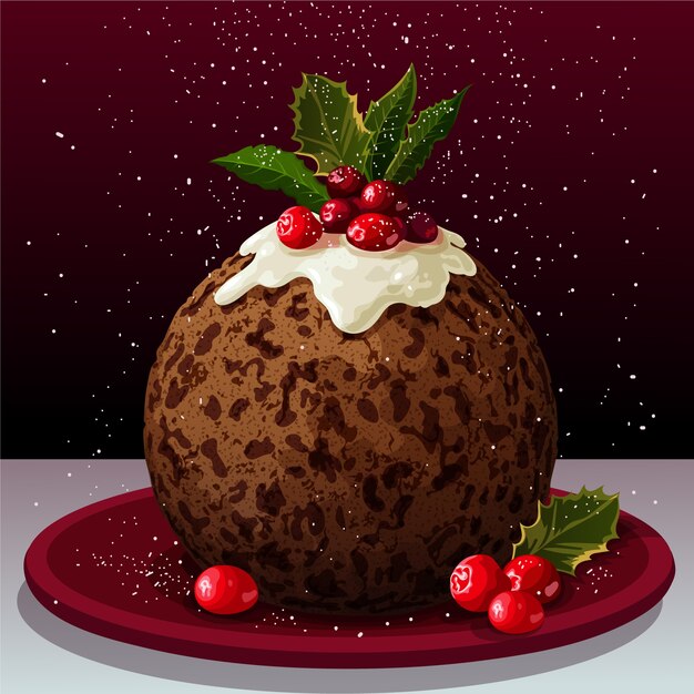 Realistische illustratie van kerstpudding