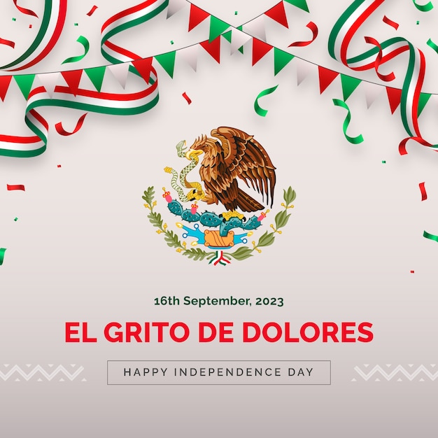 Vector realistische illustratie voor de viering van de onafhankelijkheidsdag van mexico