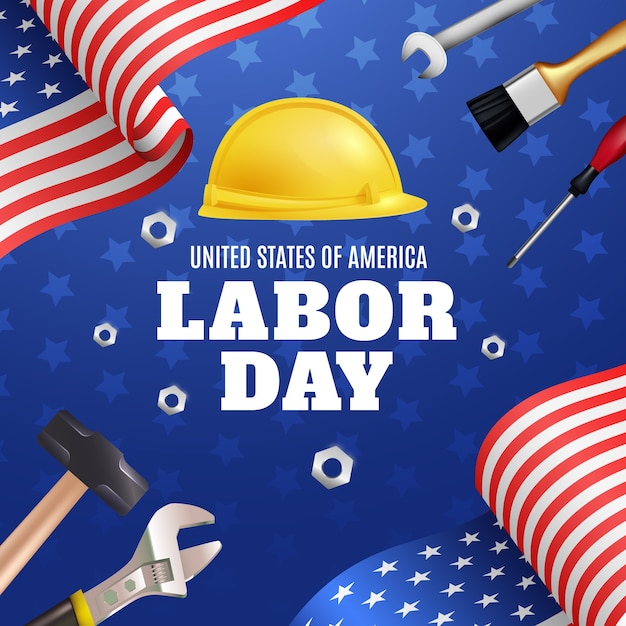 Vector realistische illustratie voor ons labor day viering