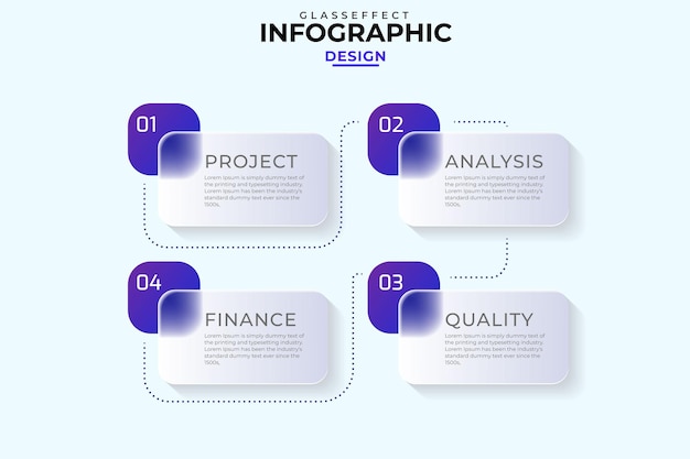 realistische infographic ontwerpsjabloon voor glasmorfisme