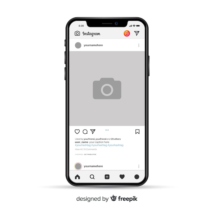 Vector realistische instagram-fotolijst op smartphone