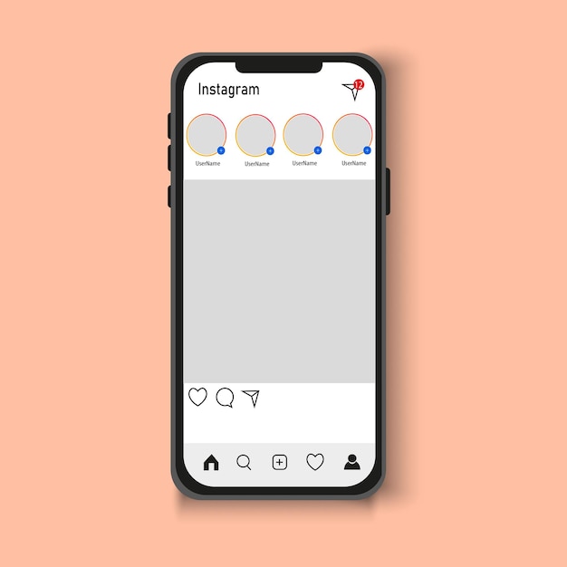 realistische instagram fotolijst op telefoon instagram post met transparante achtergrond