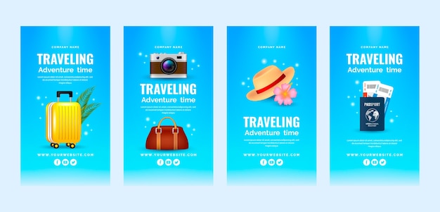 Realistische instagram-verhalensjabloon voor reisbureaus