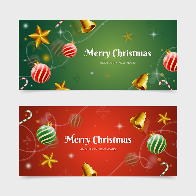 Realistische kerst banners sjabloon