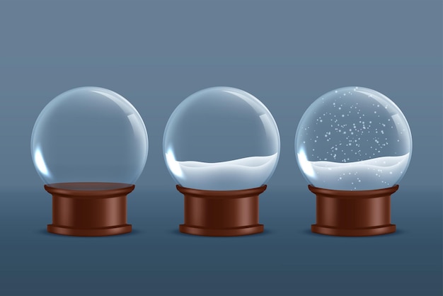 Realistische kerst glazen sneeuwbol geïsoleerd op transparante achtergrond