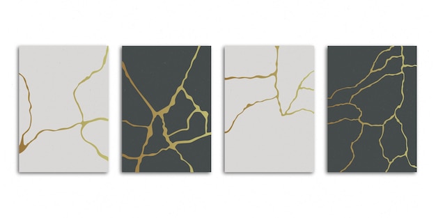 Vector realistische kintsugi-omslagcollectie