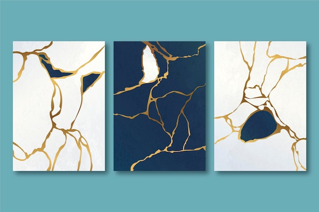 Vector realistische kintsugi-omslagcollectie