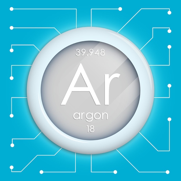 Realistische knop met ARGON symbool Chemisch element is ARGON Vector geïsoleerd op witte achtergrond